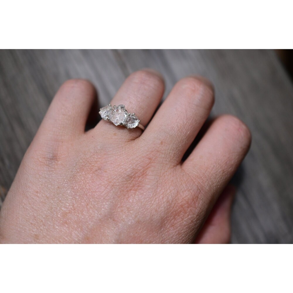 Raw Diamond Engagement Ring Rough Diamond Jewelry Natural and Uncut Diamond Wedd
